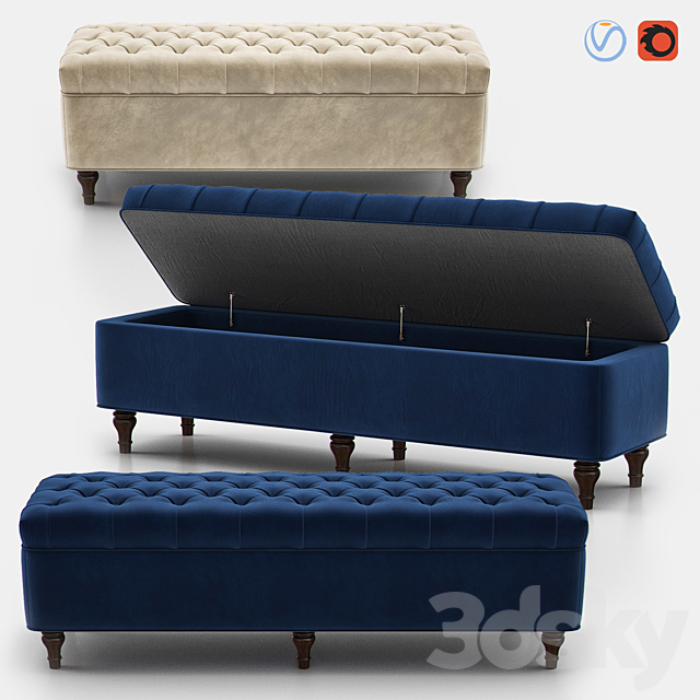 LORRAINE Tufted Storage Bench 3DSMax File - thumbnail 1