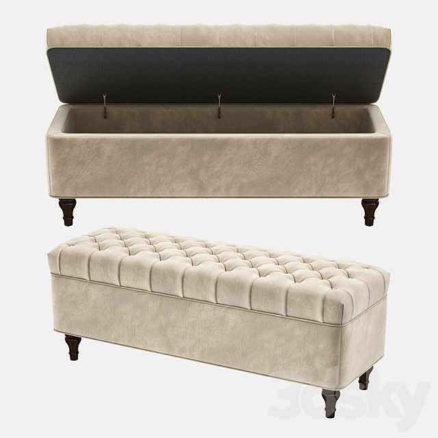 LORRAINE Tufted Storage Bench 3DSMax File - thumbnail 3