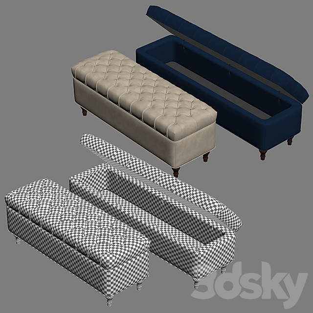 LORRAINE Tufted Storage Bench 3DSMax File - thumbnail 4