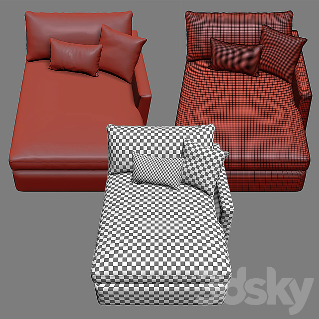 LOUNGE II PETITE Outdoor Upholstered Chaise 3ds Max - thumbnail 3