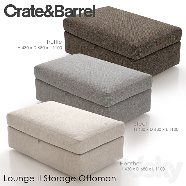 LOUNGE II Storage Ottoman 3DSMax File - thumbnail 1