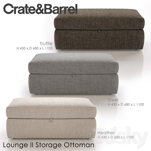 LOUNGE II Storage Ottoman 3DSMax File - thumbnail 2