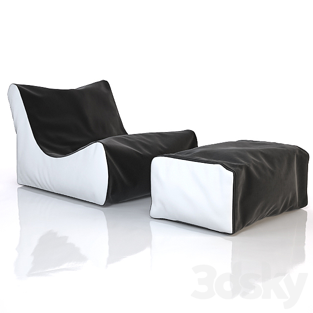 Lounger chair and ottoman 3ds Max - thumbnail 1