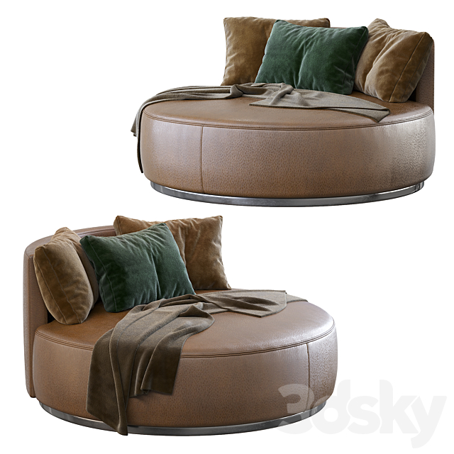 Love Seat Large Pouf Rugiano 3ds Max - thumbnail 1