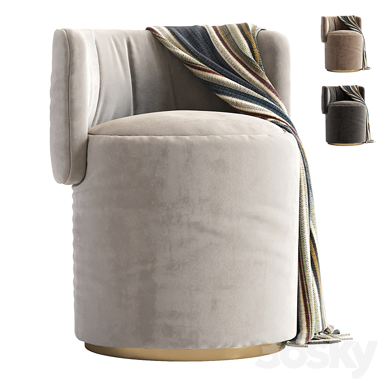 Love Seat Pouf Rugiano 3DS Max Model - thumbnail 1