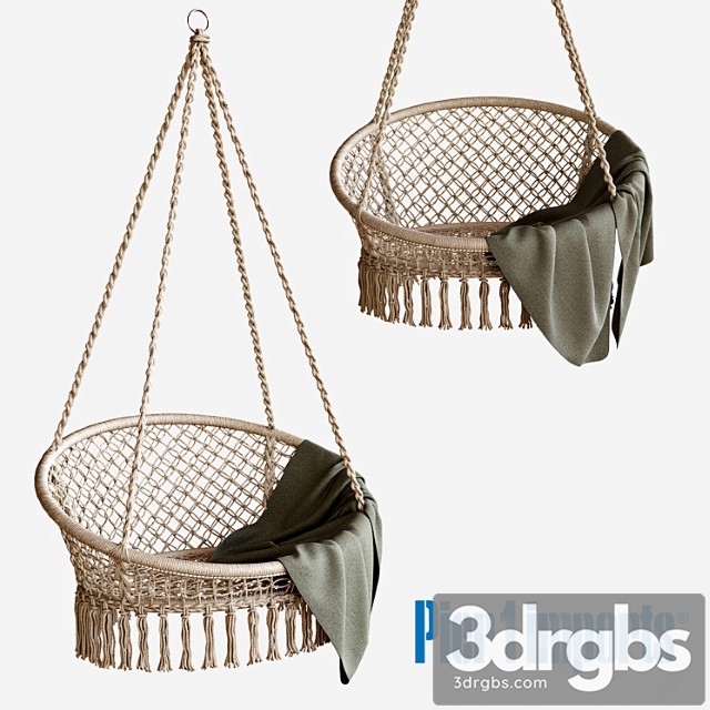 Macrame natural hanging saucer chair 2 3dsmax Download - thumbnail 1