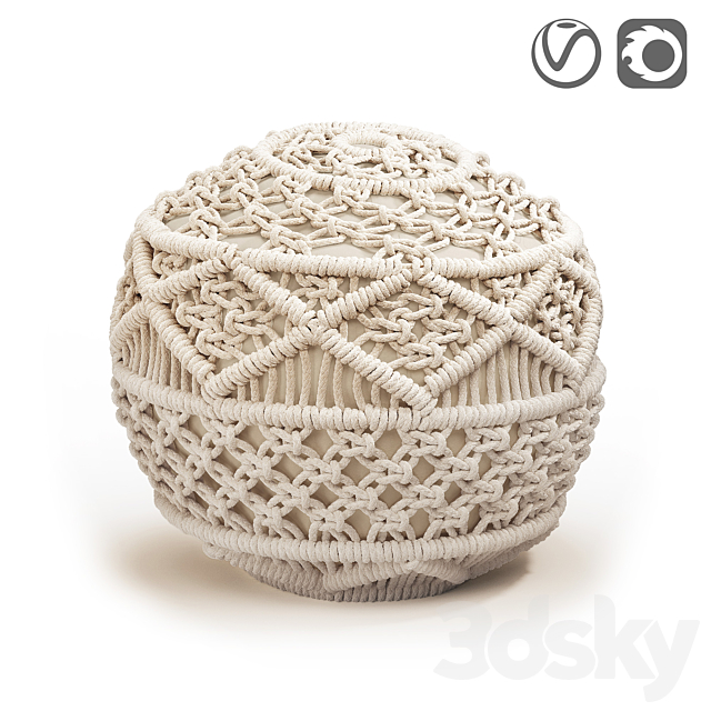 Macramé pouf Lambi 3ds Max - thumbnail 1