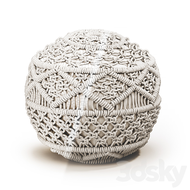 Macramé pouf Lambi 3ds Max - thumbnail 3