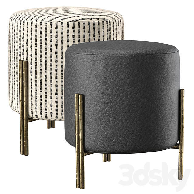 Melange foot stool by Kelly Wearstler _ Round leather ottoman 3DSMax File - thumbnail 1