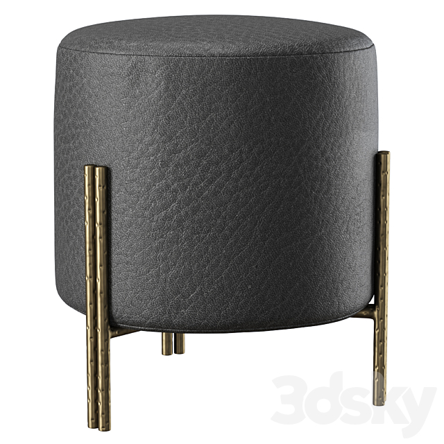 Melange foot stool by Kelly Wearstler _ Round leather ottoman 3DSMax File - thumbnail 2