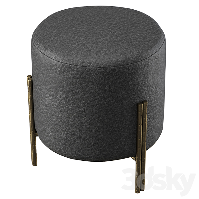 Melange foot stool by Kelly Wearstler _ Round leather ottoman 3DSMax File - thumbnail 4