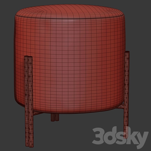 Melange foot stool by Kelly Wearstler _ Round leather ottoman 3DSMax File - thumbnail 5