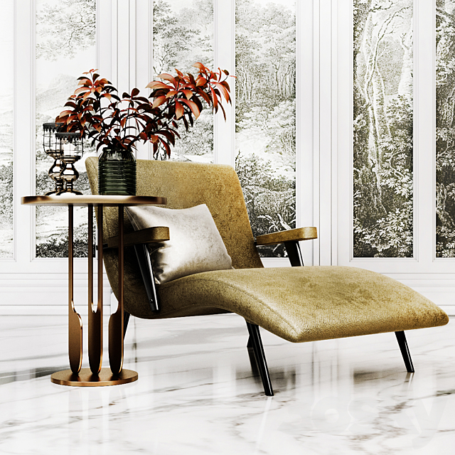 Mid Century Chaise Longue 3DSMax File - thumbnail 2