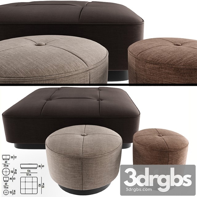 Minnoti jacques poufs fabric 2 3dsmax Download - thumbnail 1