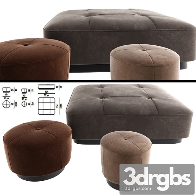 Minnoti jacques poufs velvet 2 3dsmax Download - thumbnail 1