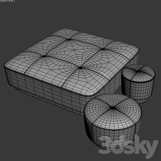 Minnoti Jacques Poufs Velvet 3DS Max Model - thumbnail 2