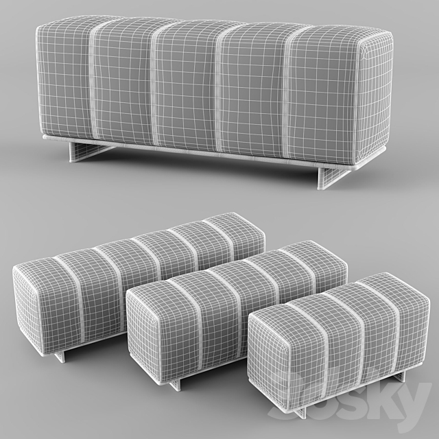 Minotti braccioli pouf 3DS Max Model - thumbnail 4