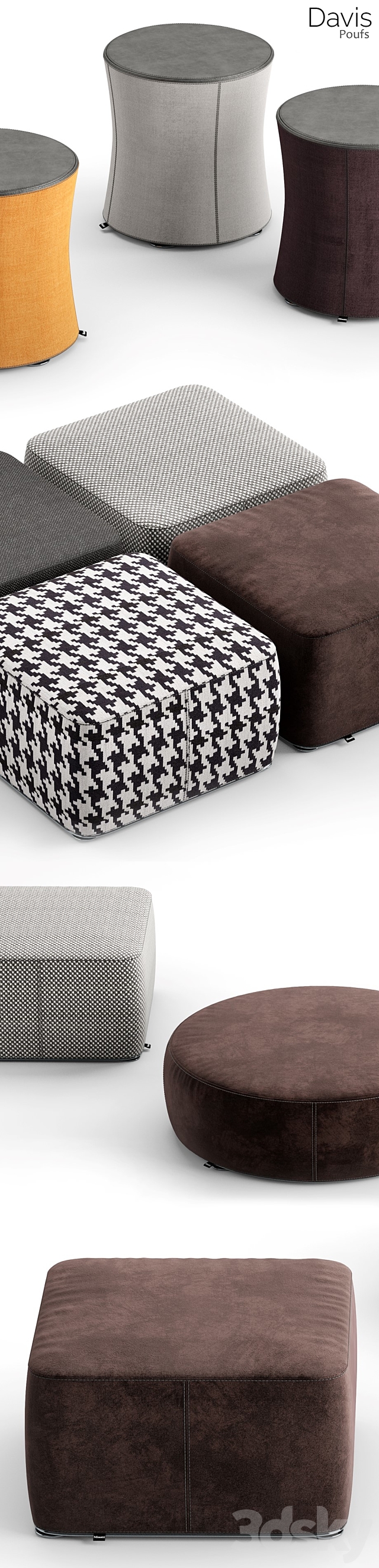 Minotti Davis Poufs 3DS Max Model - thumbnail 2