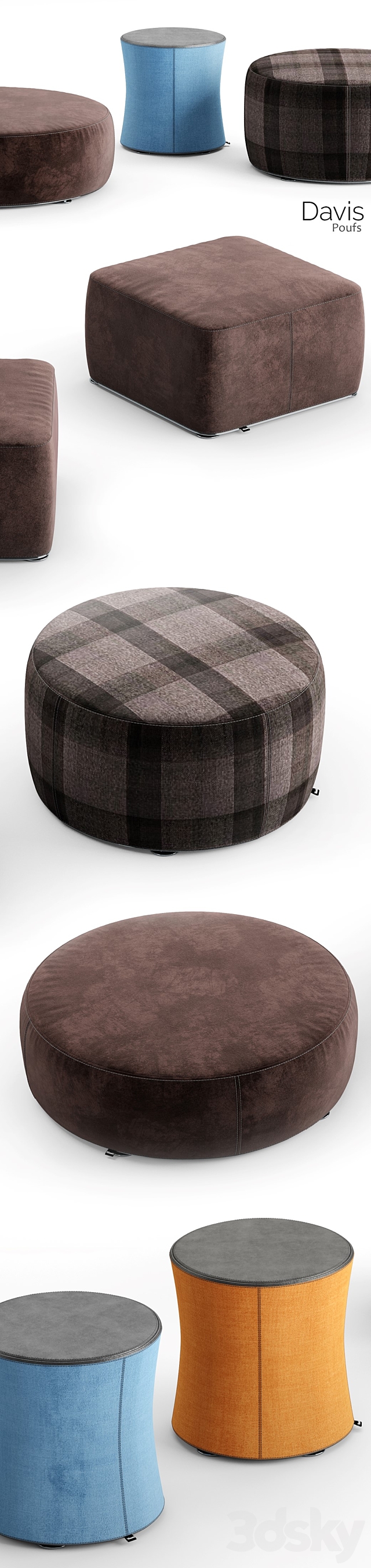 Minotti Davis Poufs 3DS Max Model - thumbnail 3