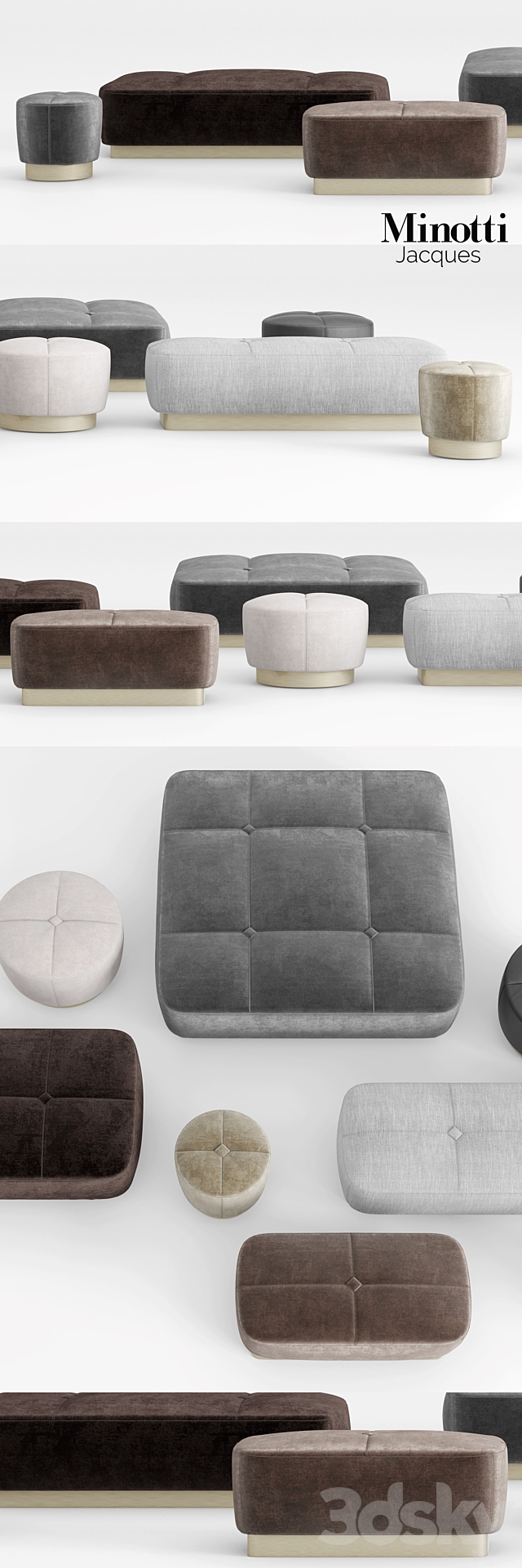 Minotti Jacques Ottomans 3DS Max Model - thumbnail 2