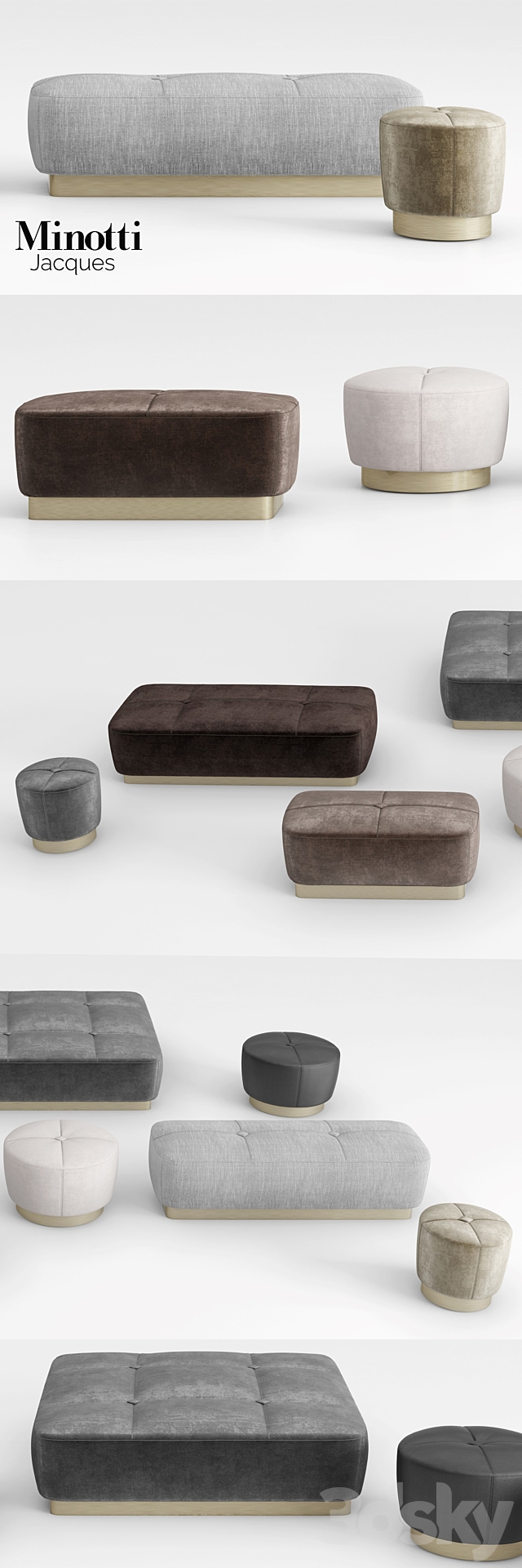 Minotti Jacques Ottomans 3DS Max Model - thumbnail 3