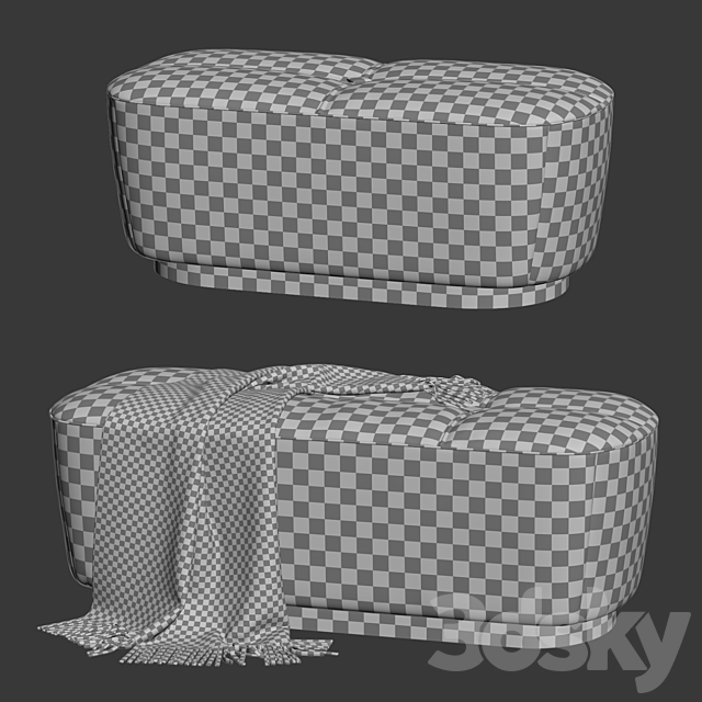 Minotti Jacques ottomans _ Bench 3DS Max Model - thumbnail 4