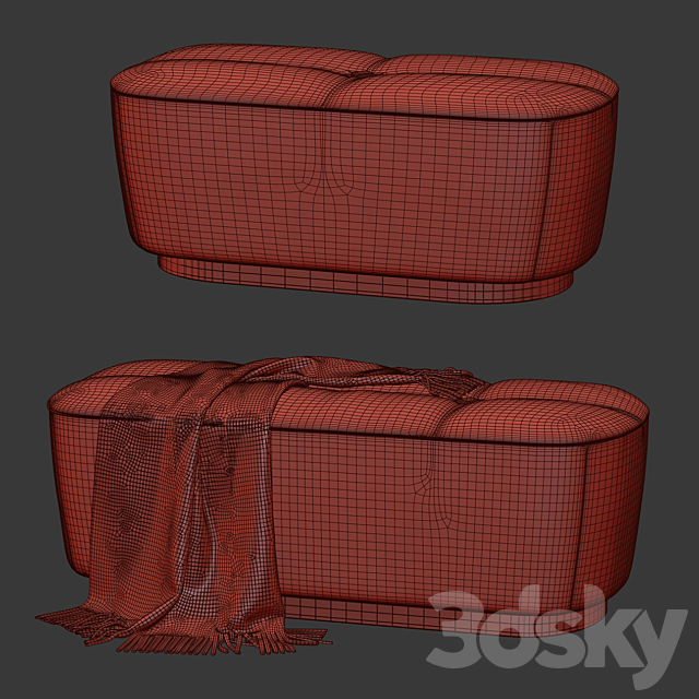 Minotti Jacques ottomans _ Bench 3DS Max Model - thumbnail 5