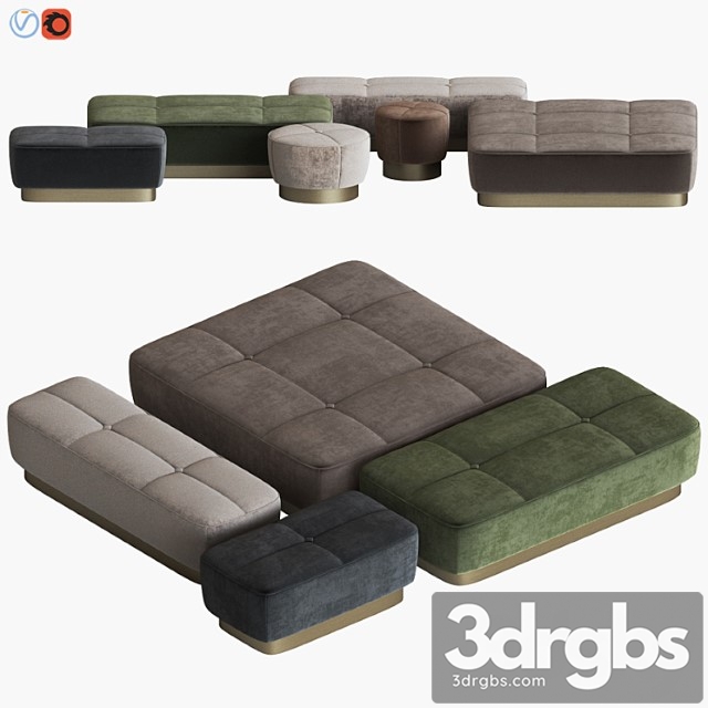 Minotti Jacques Pouf Set 3dsmax Download - thumbnail 1