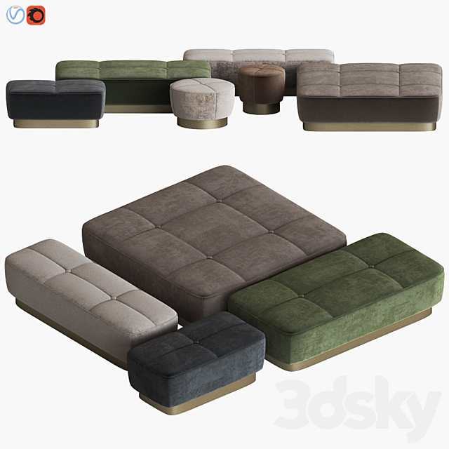 Minotti Jacques Pouf Set 3DSMax File - thumbnail 1