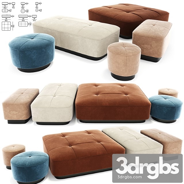 Minotti jacques poufs set 2 3dsmax Download - thumbnail 1