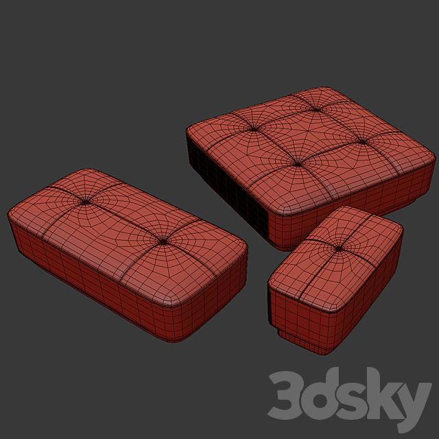 Minotti Jacques Poufs Set 3DS Max Model - thumbnail 2