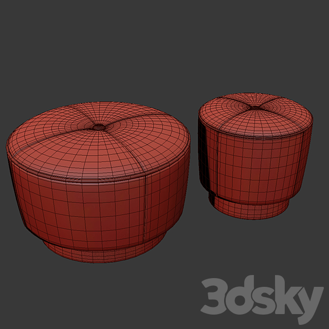 Minotti Jacques Poufs Set 3DS Max Model - thumbnail 3