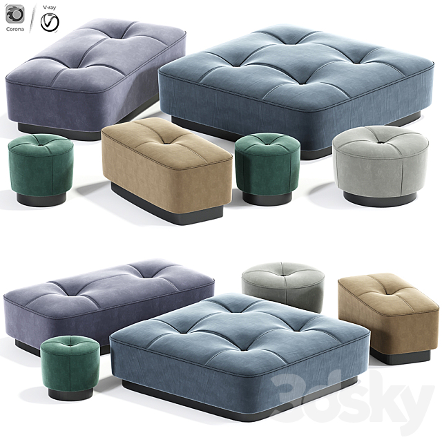 Minotti jacques poufs set 3DSMax File - thumbnail 1