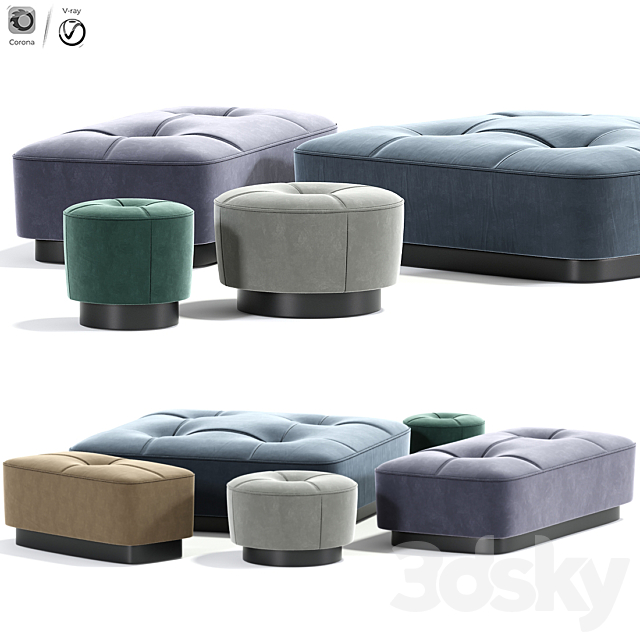 Minotti jacques poufs set 3DSMax File - thumbnail 2