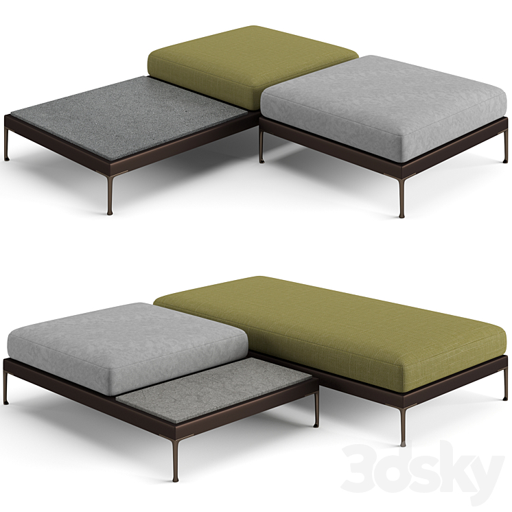 Minotti Patio benches set 3DS Max Model - thumbnail 1