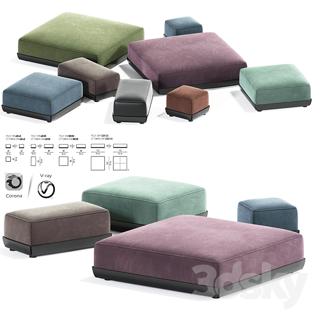 Minotti West Ottoman Collection 3DSMax File - thumbnail 1