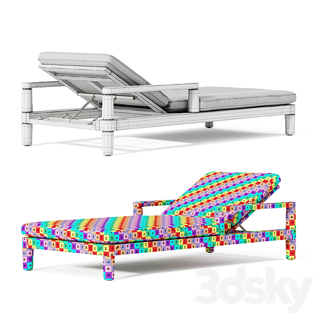 Miramar Teak Chaise 3DSMax File - thumbnail 7