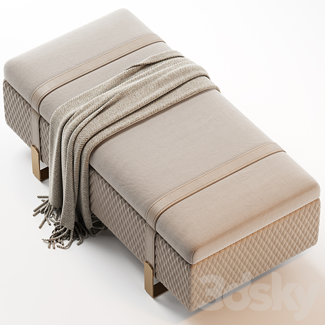 Modern Italian Designer Quilted Leather Ottoman Bench 3DSMax File - thumbnail 2