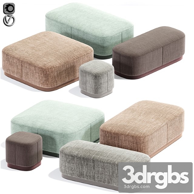 Modern pouf set 02 fabric 2 3dsmax Download - thumbnail 1