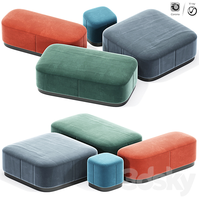 Modern pouf set 3DSMax File - thumbnail 1