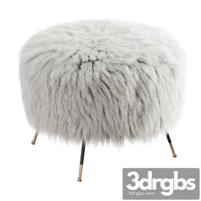 Mongolian goat fur italian footstool 2 2 3dsmax Download - thumbnail 1