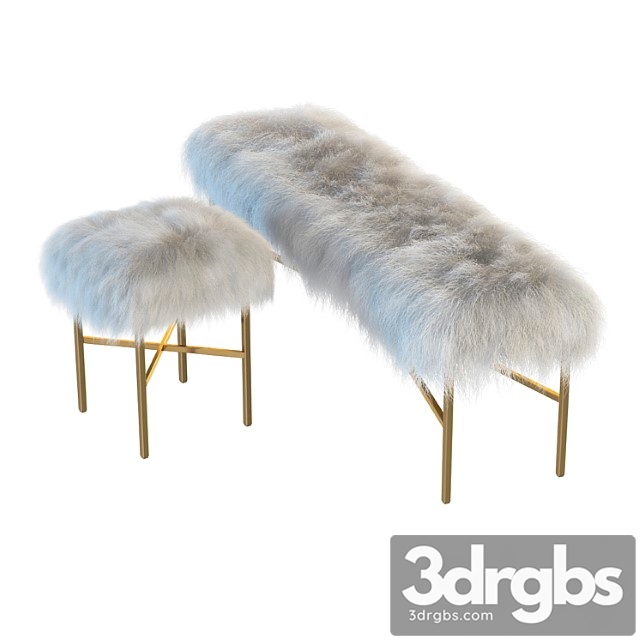 Mongolian Lamb Chair And Bench 3dsmax Download - thumbnail 1