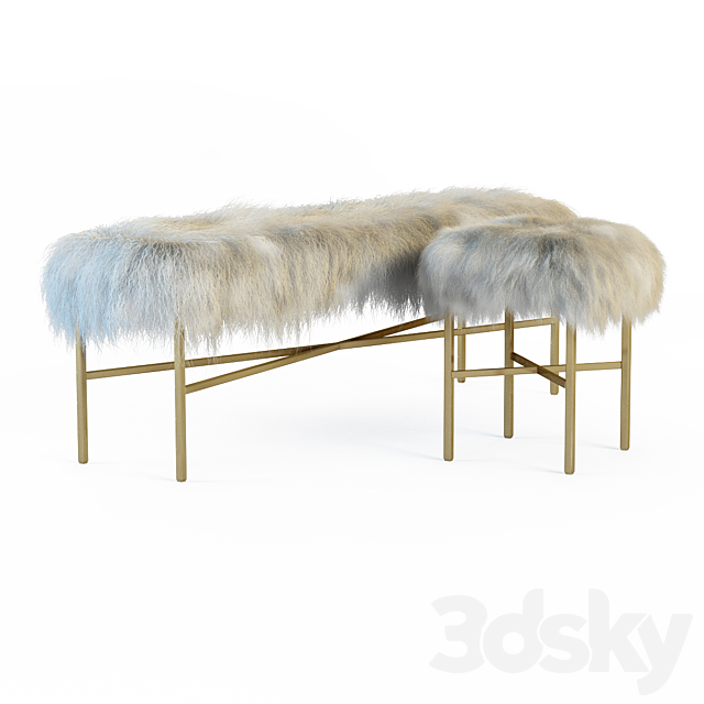 Mongolian Lamb chair and bench 3DSMax File - thumbnail 2