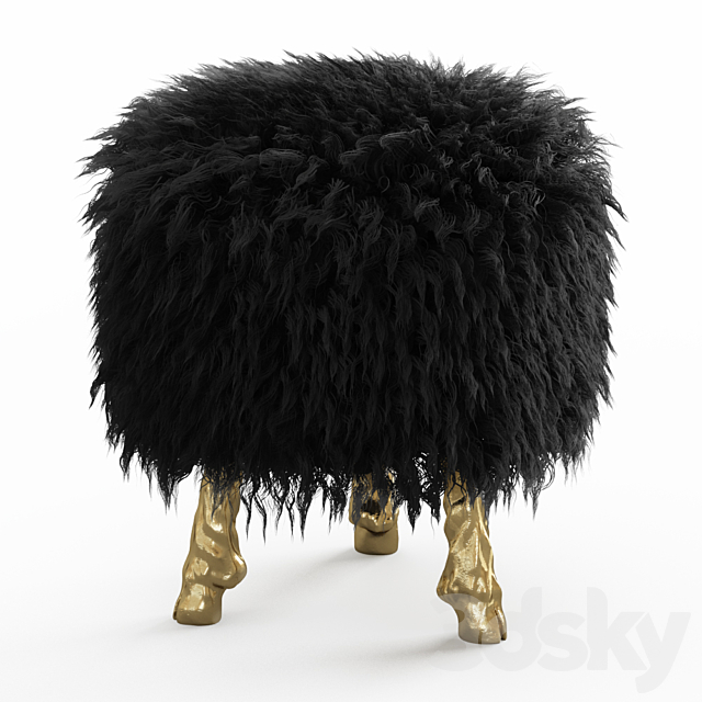 Mongolian lamb wool chair 3DSMax File - thumbnail 2