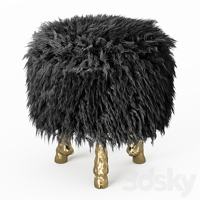 Mongolian lamb wool chair 3DSMax File - thumbnail 3