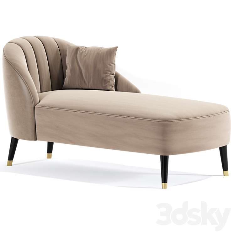 Monroe jade velvet chaise lounge 3DS Max Model - thumbnail 2