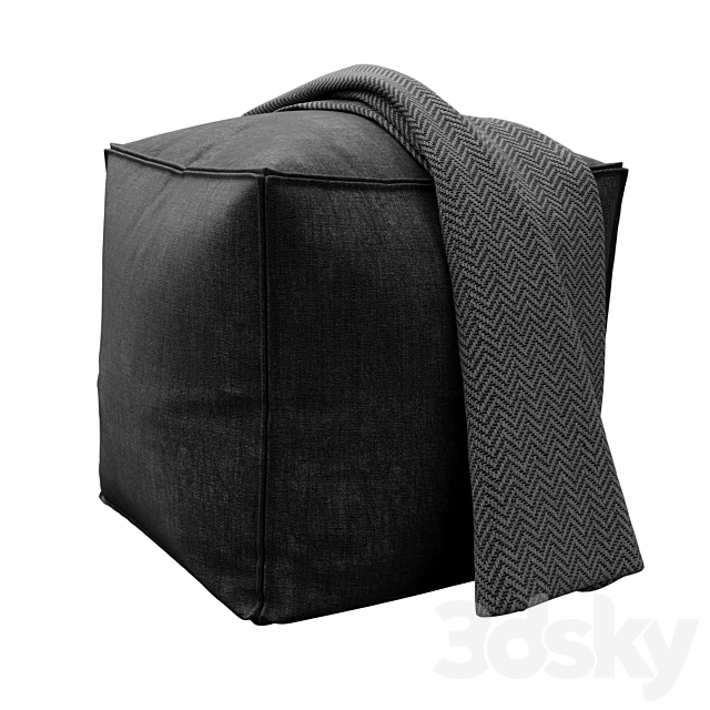 Moriah black Pouf by ashley furniture 3DS Max Model - thumbnail 2