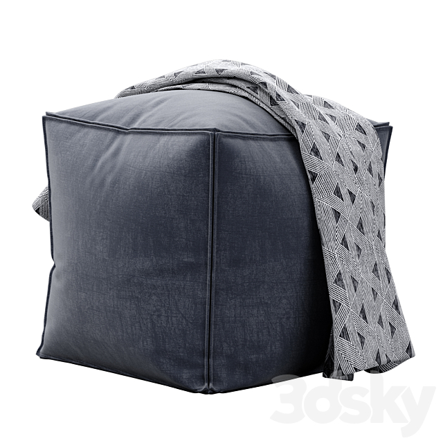 Moriah Navy Pouf by ashley furniture 3DSMax File - thumbnail 1