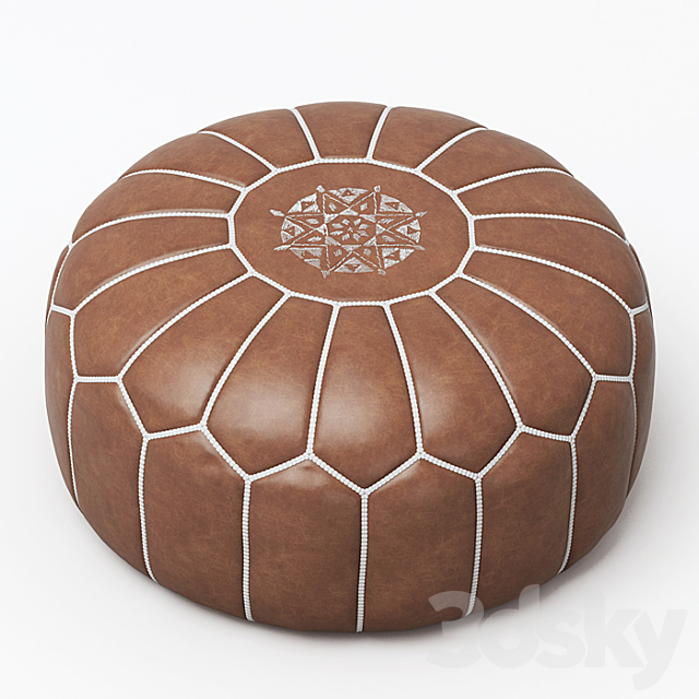 Moroccan Leather Pouf 3ds Max - thumbnail 1