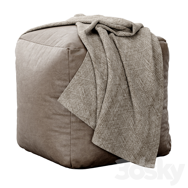 Moroccan Leather pouf 3DSMax File - thumbnail 1